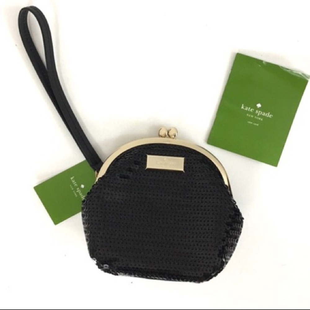 NWT kate spade Salinas black sequin wristlet